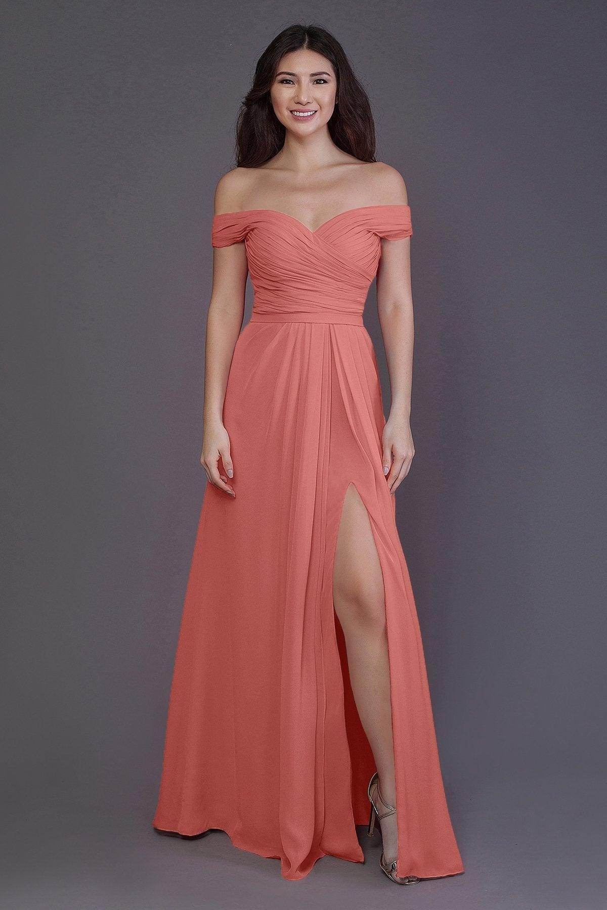 Sheath-Column Floor Length Chiffon Bridesmaid Dress PR3536PS - COCOMELODY